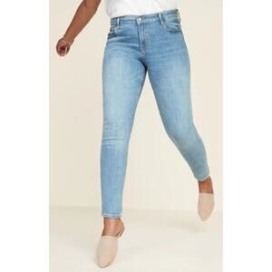 Old Navy Womens 20 Mid Rise Rockstar Super Skinny Jeans Blue Washed Raw Hem